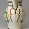 Prattware pottery commemorative jug moulded with the Duke of York and Prince Cobourg, circa 1800