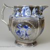 Moulded pearlware and silver resist lustre jug, circa 1820