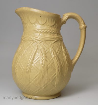 Moulded wheat stoneware jug, circa 1850