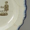 Pearlware pottery shell edge child's plate 'For attention to Learning', circa 1820