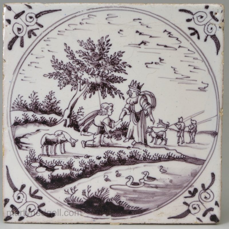 Dutch Delft tile, circa 1740