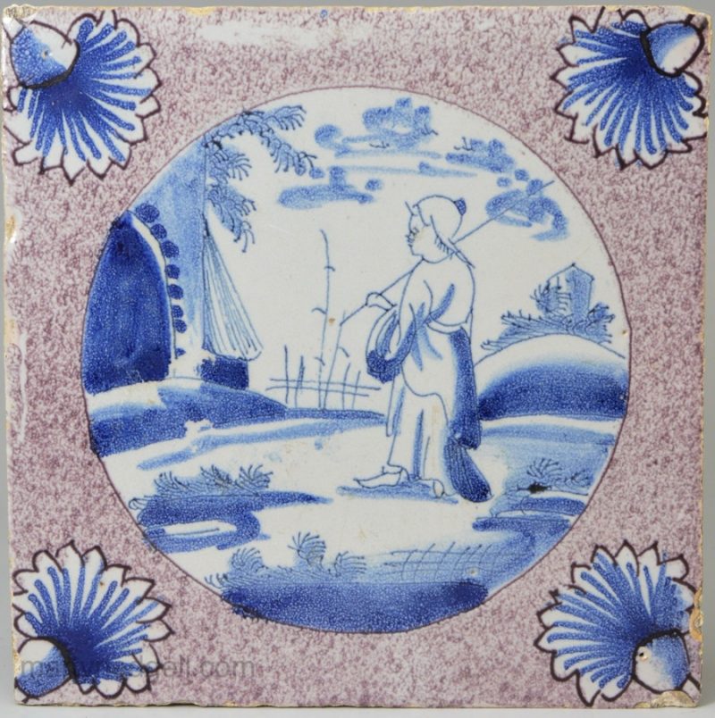 London delft tile, circa 1740