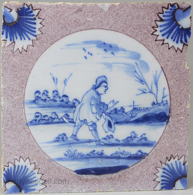 London delft tile, circa 1750