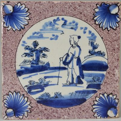 London delft tile, circa 1750