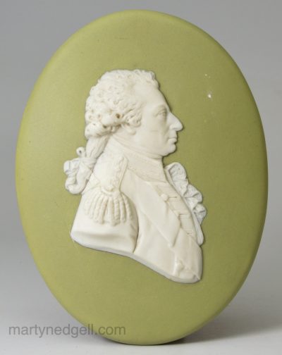 Wedgwood green dip jasper ware commemorative plaque, circa 1820