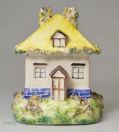 Pearlware pottery cottage pastille burner, circa 1830