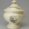 Creamware pottery sauce tureen decorated with an printed anchor, circa 1790