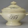 Creamware pottery sauce tureen decorated with an printed anchor, circa 1790