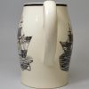 Creamware pottery jug printed with ships flying the American flag, circa 1800