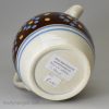 Pearlware pottery jug with mochaware type slip decoration, circa 1840