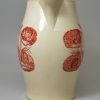 Creamware pottery jug printed in red with both the male and female 'Keep within the Compass', circa 1790