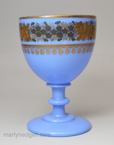 Bohemian blue glass goblet, circa 1880