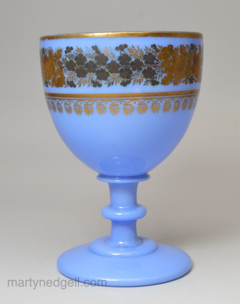 Bohemian blue glass goblet, circa 1880