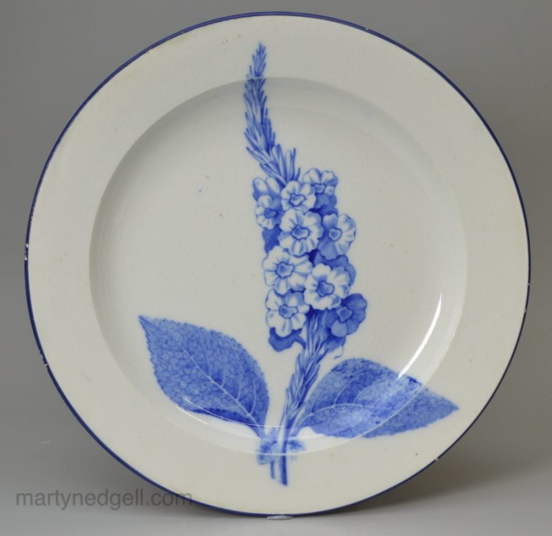 Wedgwood pearlware pottery plate decorated with a botanical print, circa 1820