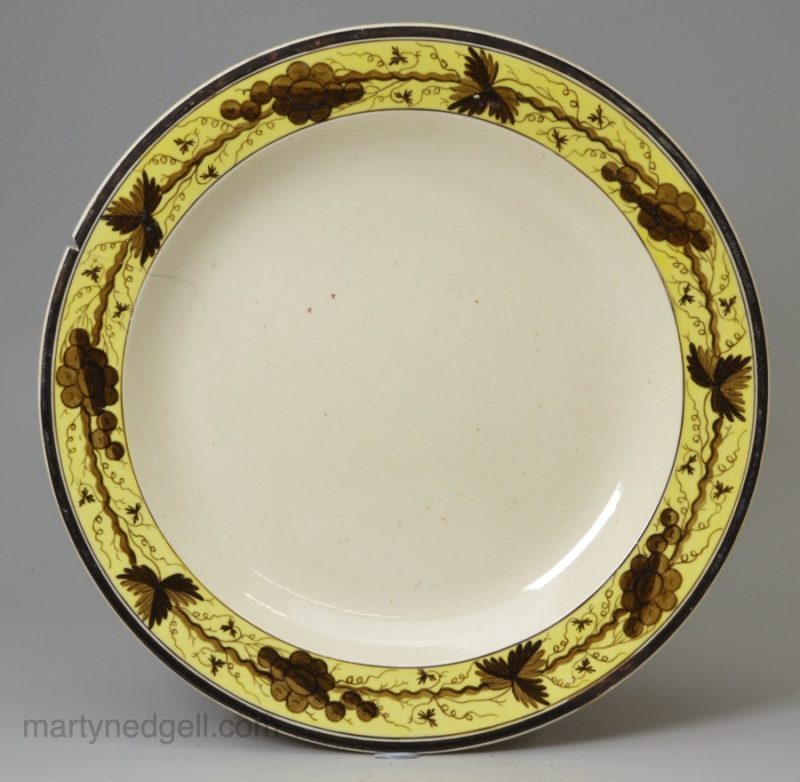 Small creamware pottery plate, circa 1790