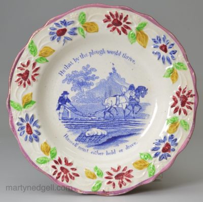 Pearlware pottery child's plate, circa 1830