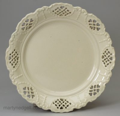 Creamware pottery pierced plate, circa 1790, w****** mark