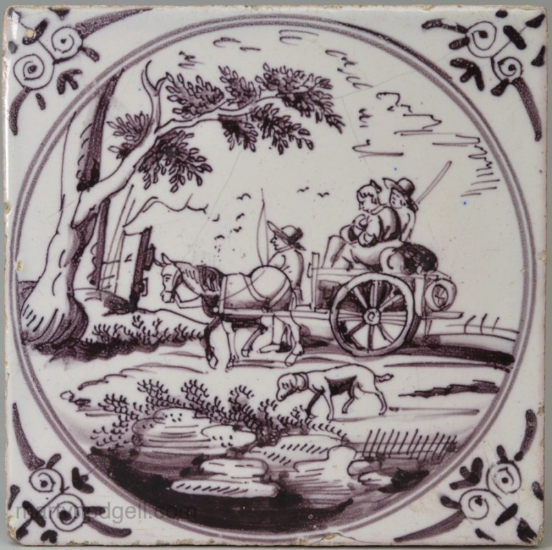 Dutch Delft tile, circa 1740