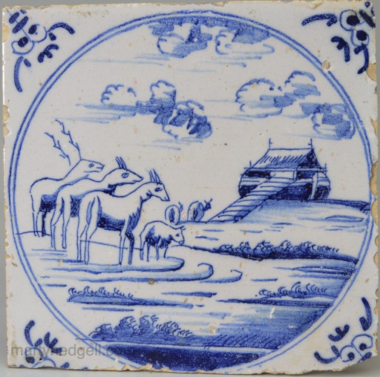 Dutch Delft Biblical Tile The Ark Circa Martyn Edgell Antiques