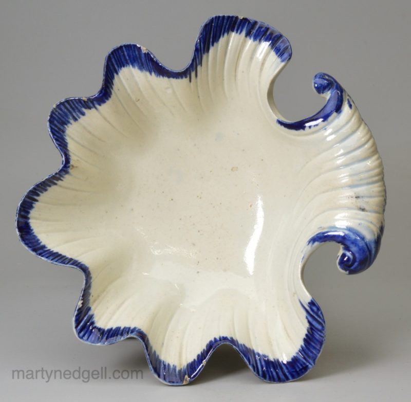 Pearlware pottery shell edge sweet meat dish, circa 1790