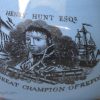 Commemorative pearlware jug decorated with blue slip and copper lustre with a print of Henry Hunt the great radical, circa 1819st