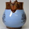 Commemorative pearlware jug decorated with blue slip and copper lustre with a print of Henry Hunt the great radical, circa 1819st