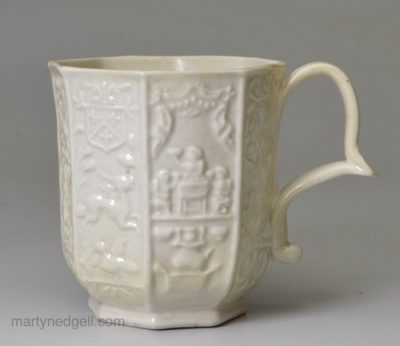 Staffordshire white saltglaze stoneware coffee cup, circa 1760