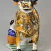 Prattware pottery cow creamer, circa 1820