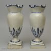 Pair of pearlware pottery shell edge pouch vases, circa 1800