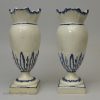 Pair of pearlware pottery shell edge pouch vases, circa 1800