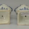 Pair of pearlware pottery shell edge pouch vases, circa 1800