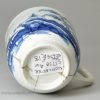 Worcester porcelain coffee cup, circa. 1770 Cannon ball pattern