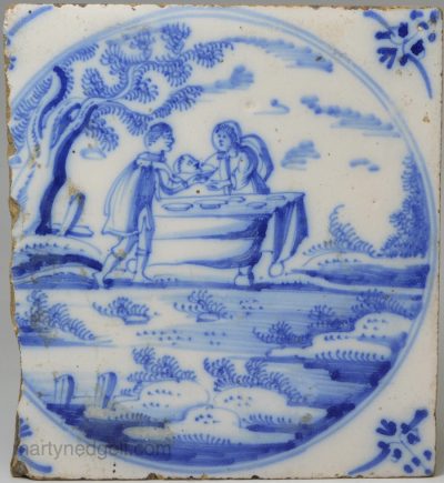 Dutch Delft biblical tile, John the Baptist's head, circa 1750