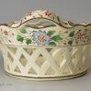 Creamware pottery basket decorated with overglaze enamels, circa 1800