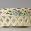 Creamware pottery basket decorated with overglaze enamels, circa 1800