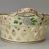 Creamware pottery basket decorated with overglaze enamels, circa 1800