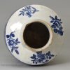 Pearlware pottery tea canister decorated with transfer prints in blue under the glaze, circa 1790