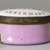 Bilston enamel patch box 'A TRIFLE from LEICESTER INFIRMARY, circa 1771