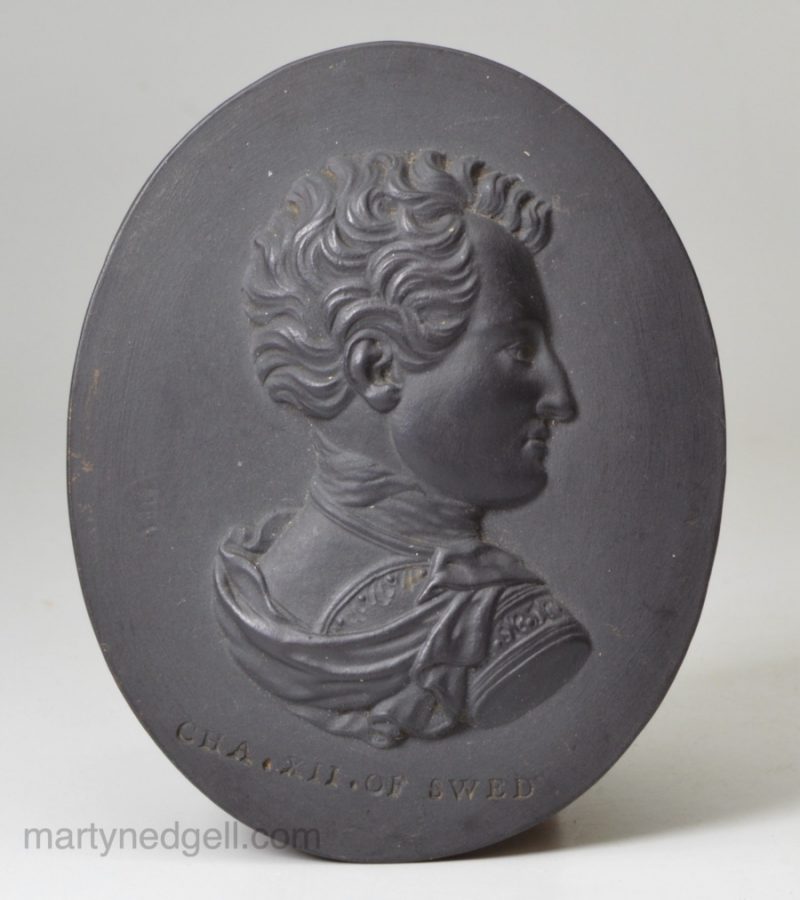 Black basalt medallion of Charles XII of Sweden, circa 1780