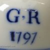 Pearlware pottery commemorative jug 'GR' dated 1797