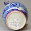 Pearlware pottery jug decorated with blue transfer prints under the glaze and pink lustre over the glaze, circa 1820