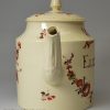 Creamware pottery teapot,'ELIZth. ADKIN', circa 1770, possibly Leeds Pottery