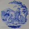 Pearlware pottery child's plate decorated with a blue transfer print under the glaze, circa 1720