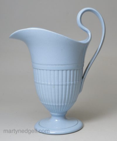 Wedgwood blue bodied engined turned jug, circa 1820