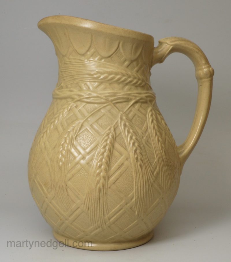 Moulded wheat stoneware jug, circa 1850