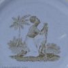 Blue pottery plate printed with an anti slavery design, circa 1820