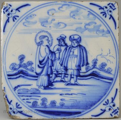 Dutch Delft biblical tile, Who's Image is this, Caesar, circa 1750