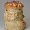 Saltglaze stoneware Scotsman head pot and cover, circa 1840, Brampton Pottery