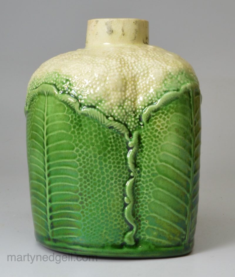 Creamware cauliflower pottery tea canister, circa 1770