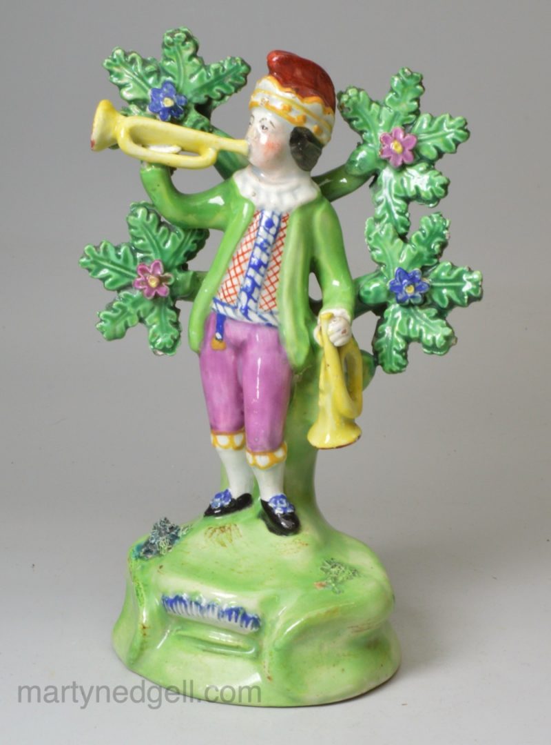 Staffordshire pearlware pottery figure of a bugler, circa 1820, John Walton Pottery